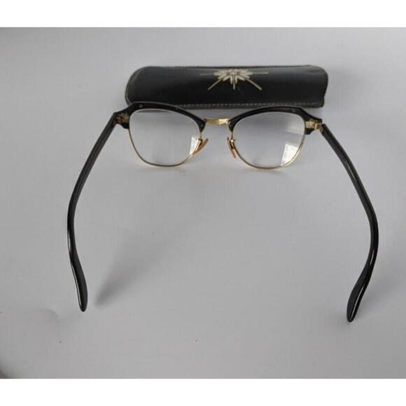 Vintage Cat Eye Bausch & Lomb Eyeglasses Black B&L Gold Filled Granny Bifocals - Picture 5 of 16